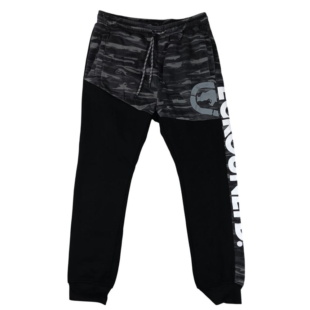 Echo Unltd Fleece Joggers Mens XL Black Camo‎ Spell Out Drawstring Street